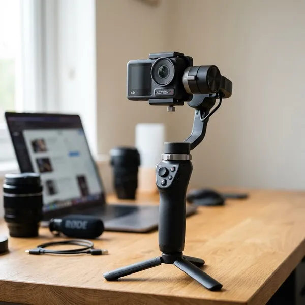 4k action camera with gimbal stabilizer
