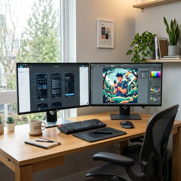 dual monitor setup for graphic designers